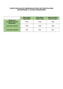 thumbnail of TARIFS DES SALLES COMMUNALES POUR LES PARTICULIERS