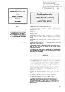 thumbnail of Reglementation sur la gestion des objets trouvés et perdus sur la commune de Trignac