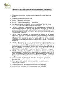 thumbnail of Délibérations du Conseil Municipal du Jeudi 17 mars 2022