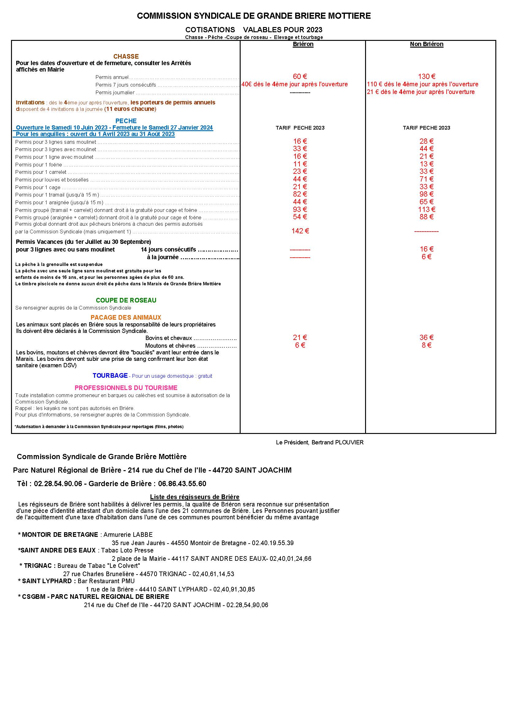 Commission Syndicale de Grande Mottière Cotisations 2023 Divers