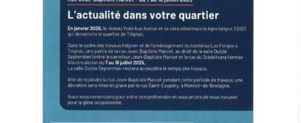 Travaux – Circulation  interdite partie rue Jean Baptiste Marcet et rue du Stade