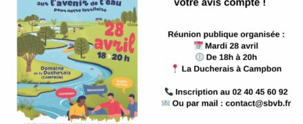 Consultation publique sur l&rsquo;eau : Réunion publique organisée par le SBVB